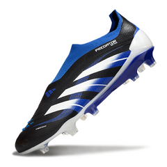 Adidas Predator 25 Elite Laceless Black White and Blue Firm Ground FG Football Boot