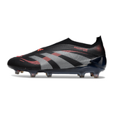 Scarpa da calcio Adidas Predator 25 Elite Laceless nera e rossa per terreni compatti FG