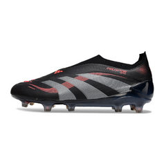 Scarpa da calcio Adidas Predator 25 Elite Laceless nera e rossa per terreni compatti FG