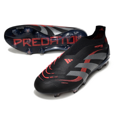 Scarpa da calcio Adidas Predator 25 Elite Laceless nera e rossa per terreni compatti FG