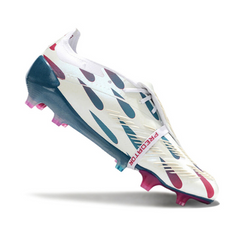 Chuteira Campo Adidas Predator 30 Elite Com Lingua FG Branca, Azul Claro e Rosa - VENI Futebol