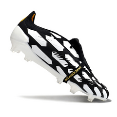 Chuteira Campo Adidas Predator 30 Elite Com Lingua FG Preta, Branca e Amarela - VENI Futebol