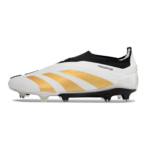 Chuteira Campo Adidas Predator 30 Elite Sem Cadarço FG Branca, Amarela e Preta - VENI Futebol