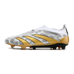 Chuteira Campo Adidas Predator 30 Elite Sem Cadarço FG Cinza e Dourada - VENI Futebol