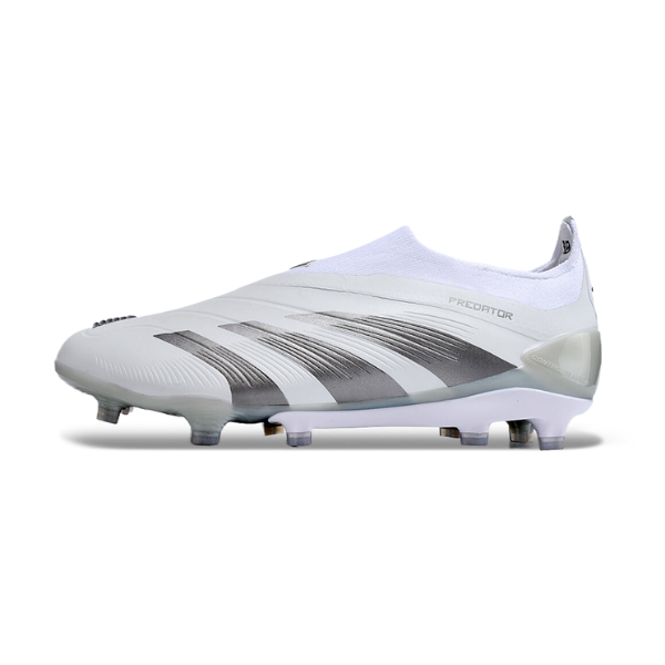 Chuteira Campo Adidas Predator 30 Elite Sem Cadarço FG Branca e Cinza - VENI Futebol