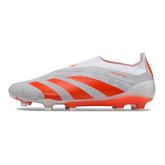Scarpa da calcio Adidas Predator 30 Elite Laceless bianca e arancione per terreni compatti FG