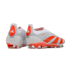 Scarpa da calcio Adidas Predator 30 Elite Laceless bianca e arancione per terreni compatti FG