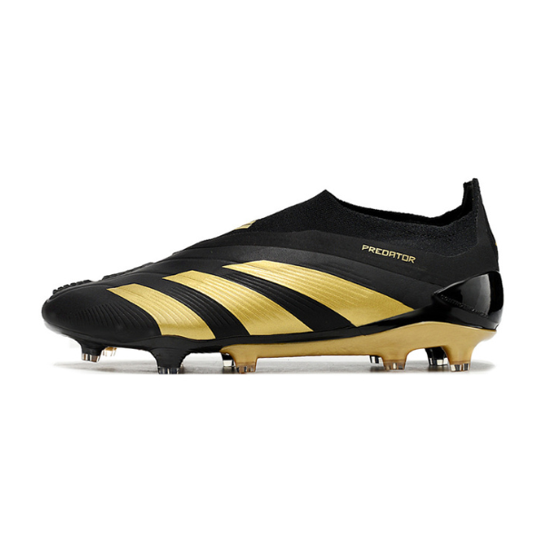 Chuteira Campo Adidas Predator 30 Elite Sem Cadarço FG Preta e Dourada - VENI Futebol