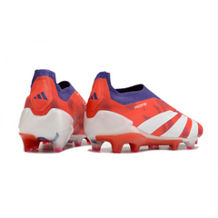Chuteira Campo Adidas Predator 30 Elite Sem Cadarço FG Vermelha, Branca e Roxa - VENI Futebol