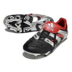 Scarpa da calcio Adidas Predator Accelerator Elite nera e rossa per terreni compatti FG
