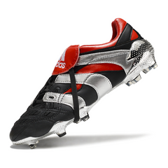 Scarpa da calcio Adidas Predator Accelerator Elite nera e rossa per terreni compatti FG