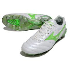 Scarpa da calcio Mizuno Morelia Neo 2 Elite bianca e verde per terreni compatti FG