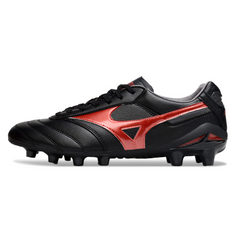 Scarpa da calcio Mizuno Morelia Neo 2 Elite nera e rossa per terreni compatti FG