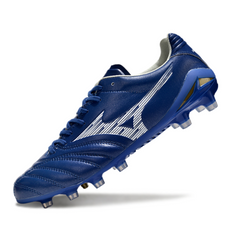 Scarpa da calcio Mizuno Morelia Neo IV Pro blu e bianca per terreni compatti FG