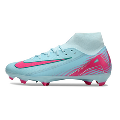 Botas de fútbol Nike Air Zoom Mercurial Superfly 10 Academy FG para terreno firme, color azul claro y rosa