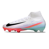 Scarpa da calcio Nike Air Zoom Mercurial Superfly 10 Elite FG bianca, rosa e azzurra per terreni compatti