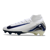 Scarpa da calcio Nike Air Zoom Mercurial Superfly 10 Elite bianca e blu per terreni compatti FG