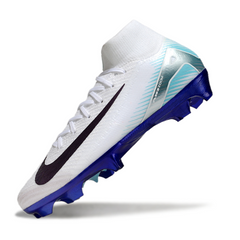 Scarpa da calcio Nike Air Zoom Mercurial Superfly 10 Elite bianca e blu per terreni compatti FG