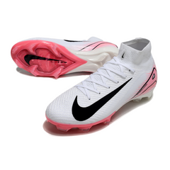 Botas de fútbol Nike Air Zoom Mercurial Superfly 10 Elite blancas y rosa claro para terreno firme (FG).
