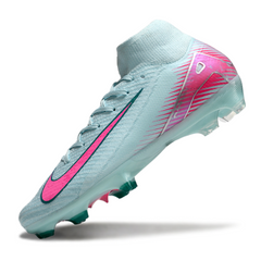 Botas de fútbol Nike Air Zoom Mercurial Superfly 10 Elite azul claro y rosa para terreno firme (FG).