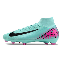 Botas de fútbol Nike Air Zoom Mercurial Superfly 10 Elite FG para terreno firme, color azul claro y rosa