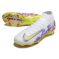 Botas de fútbol Nike Air Zoom Mercurial Superfly 10 Elite blancas, moradas y verdes para terreno firme (FG).