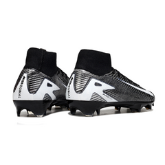 Botas de fútbol Nike Air Zoom Mercurial Superfly 10 Elite negras y blancas para terreno firme (FG).
