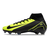 Botas de fútbol Nike Air Zoom Mercurial Superfly 10 Elite negras y verde claro para terreno firme (FG).