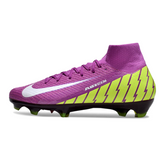 Botas de fútbol Nike Air Zoom Mercurial Superfly 10 Elite moradas y verdes para terreno firme (FG).