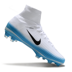Botas de fútbol Nike Mercurial Superfly 5 Elite FG para terreno firme, color blanco y azul claro