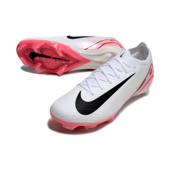 Botas de fútbol Nike Air Zoom Mercurial Vapor 16 Elite blancas y rosa claro para terreno firme (FG).