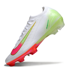 Botas de fútbol Nike Air Zoom Mercurial Vapor 16 Elite blancas, rosas y verdes para terreno firme (FG).