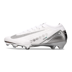 Nike Air Zoom Mercurial Vapor 16 Elite White and Silver Firm Ground FG Kids Football Boot