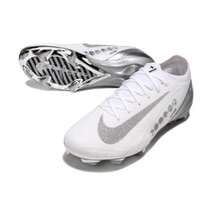 Nike Air Zoom Mercurial Vapor 16 Elite White and Silver Firm Ground FG Kids Football Boot
