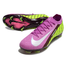 Botas de fútbol Nike Air Zoom Mercurial Vapor 16 Elite rosa y verde para terreno firme (FG).