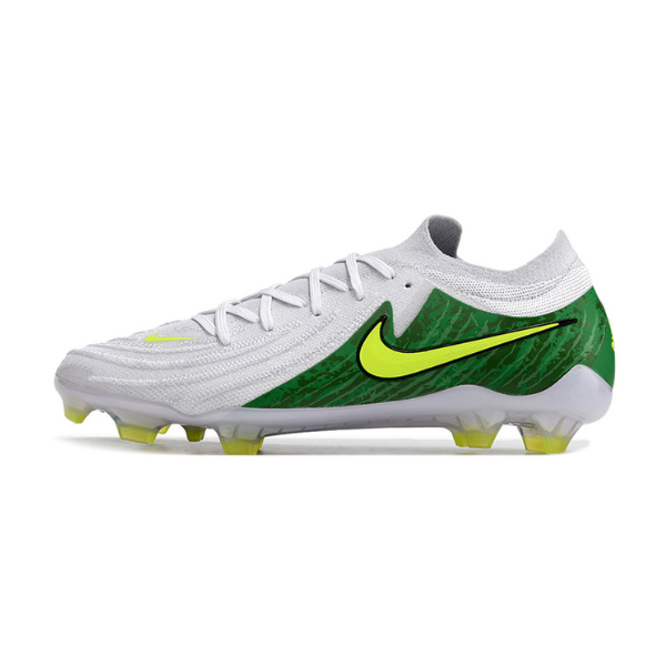 Chuteira Campo Nike Phantom GX2 Elite FG Branca, Verde e Amarela - VENI Futebol