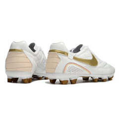 Scarpa da calcio Nike Tiempo R10 Legend Elite bianca e oro per terreni compatti FG