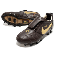 Botas de fútbol Nike Tiempo R10 Legend Elite con lengüeta marrón y dorada para terreno firme FG