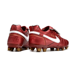 Botas de fútbol Nike Tiempo R10 Tongue Legend Elite FG para terreno firme, color rojo y blanco