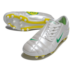 Botas de fútbol Nike Total 90 III FG para terreno firme, color blanco, verde y amarillo