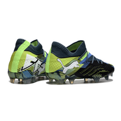 Bota de fútbol Puma Future 7 negra y verde para terreno firme (FG)