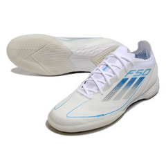 Scarpa da calcio indoor Adidas F50 Elite bianca e blu IC