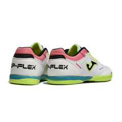 Joma Top Flex 24 IC White Pink and Green Futsal IC Football Boot