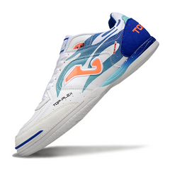 Scarpa da calcio indoor Joma Top Flex 24 bianca e blu IC