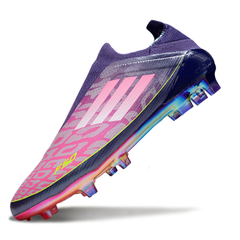 Botas de fútbol Adidas F50 Elite sin cordones, paquete Yamal morado laminado, para niños, para terreno firme (FG).