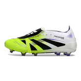 Adidas Predator 25 Elite Tongue White and Light Green Firm Ground FG Kids Football Boot