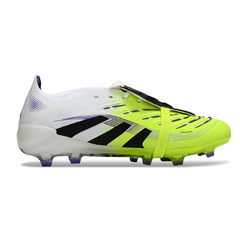Botas de fútbol Adidas Predator 25 Elite Tongue para niños, color blanco y verde claro, para terreno firme FG
