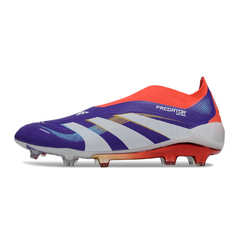 Scarpa da calcio per bambini Adidas Predator 25 Elite Laceless Blu e Rosso per terreni compatti FG