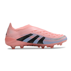 Botas de fútbol Adidas Predator 25 Elite sin cordones, color rosa, para terreno firme (FG), para niños.
