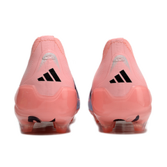 Botas de fútbol Adidas Predator 25 Elite sin cordones, color rosa, para terreno firme (FG), para niños.